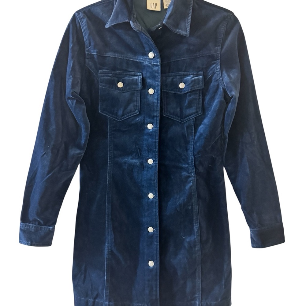 Gap Navy Blue Corduroy Shirt Dress Size XS | Button-Up Long Sleeve Casual